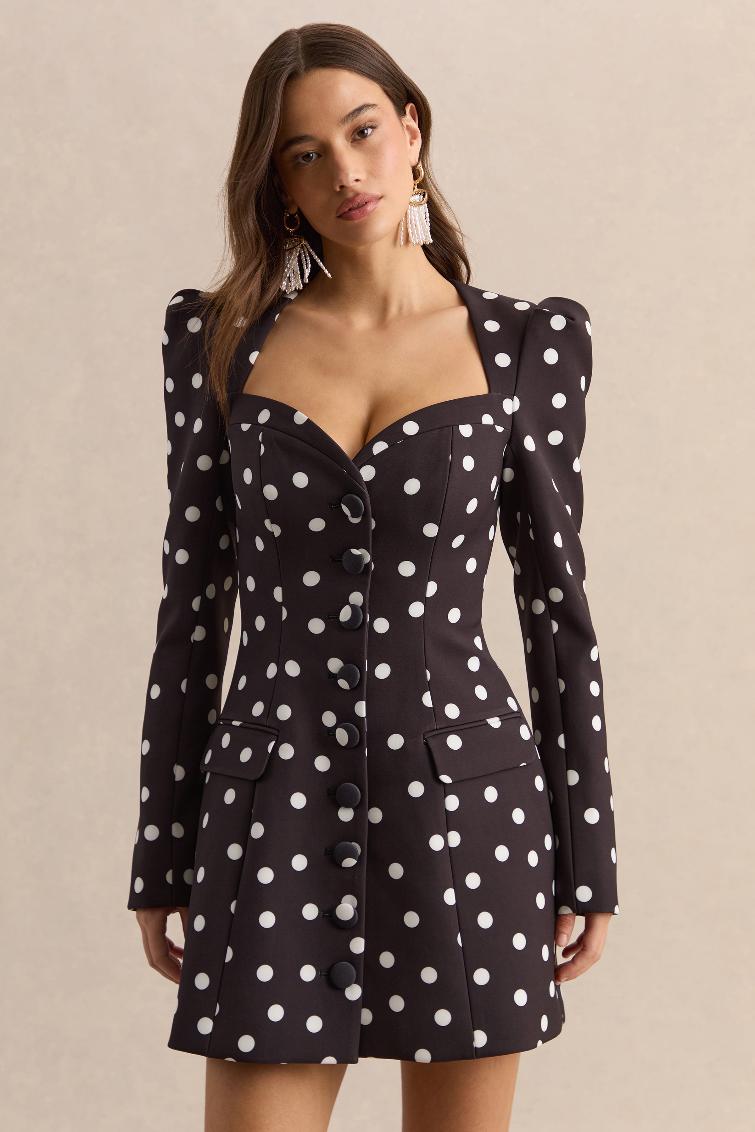 Loovay Bellézza Jurk, Getailleerde Mini met Polkadot Print