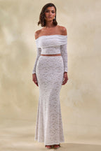 Loovay Avenique Set, Kanten Bardot Top met Maxi Rok