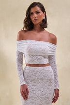 Loovay Avenique Set, Kanten Bardot Top met Maxi Rok