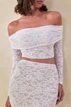 Loovay Avenique Set, Kanten Bardot Top met Maxi Rok