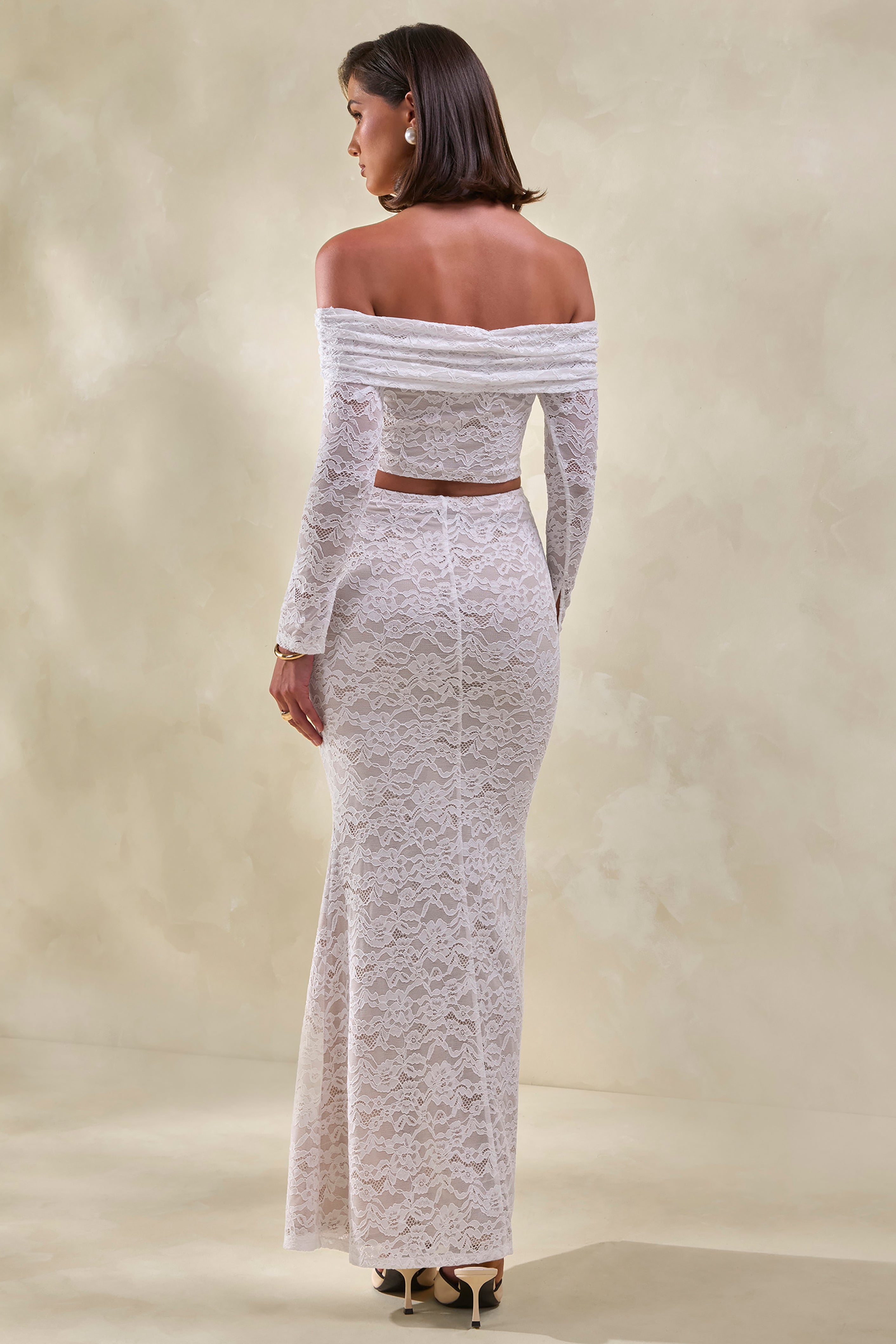 Loovay Avenique Set, Kanten Bardot Top met Maxi Rok