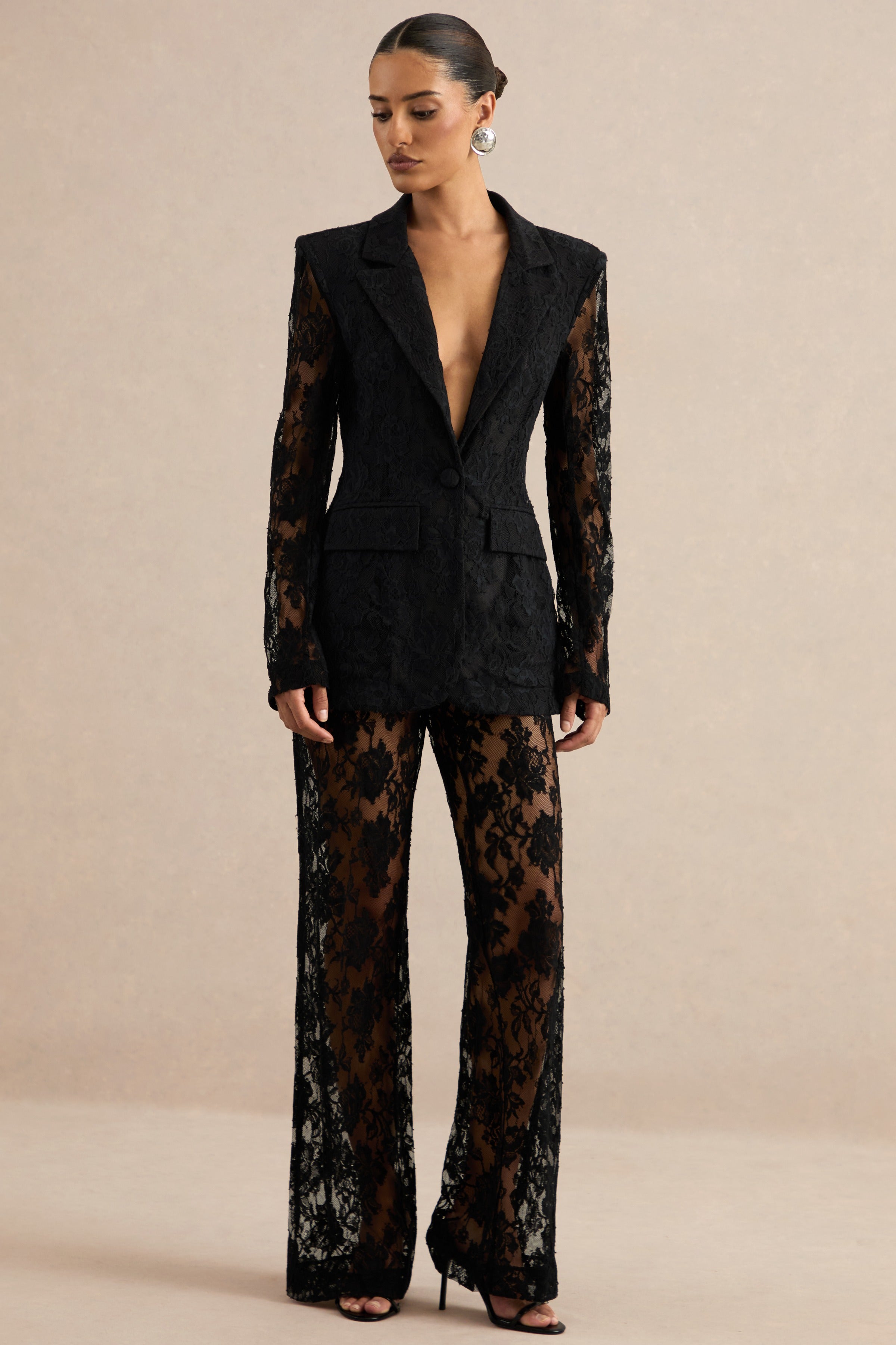 Loovay Noir Élise, Elegante Kanten Co Ord Set