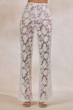 Loovay Élanza Set, Witte Kanten Blazer en Pantalon