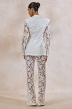 Loovay Élanza Set, Witte Kanten Blazer en Pantalon
