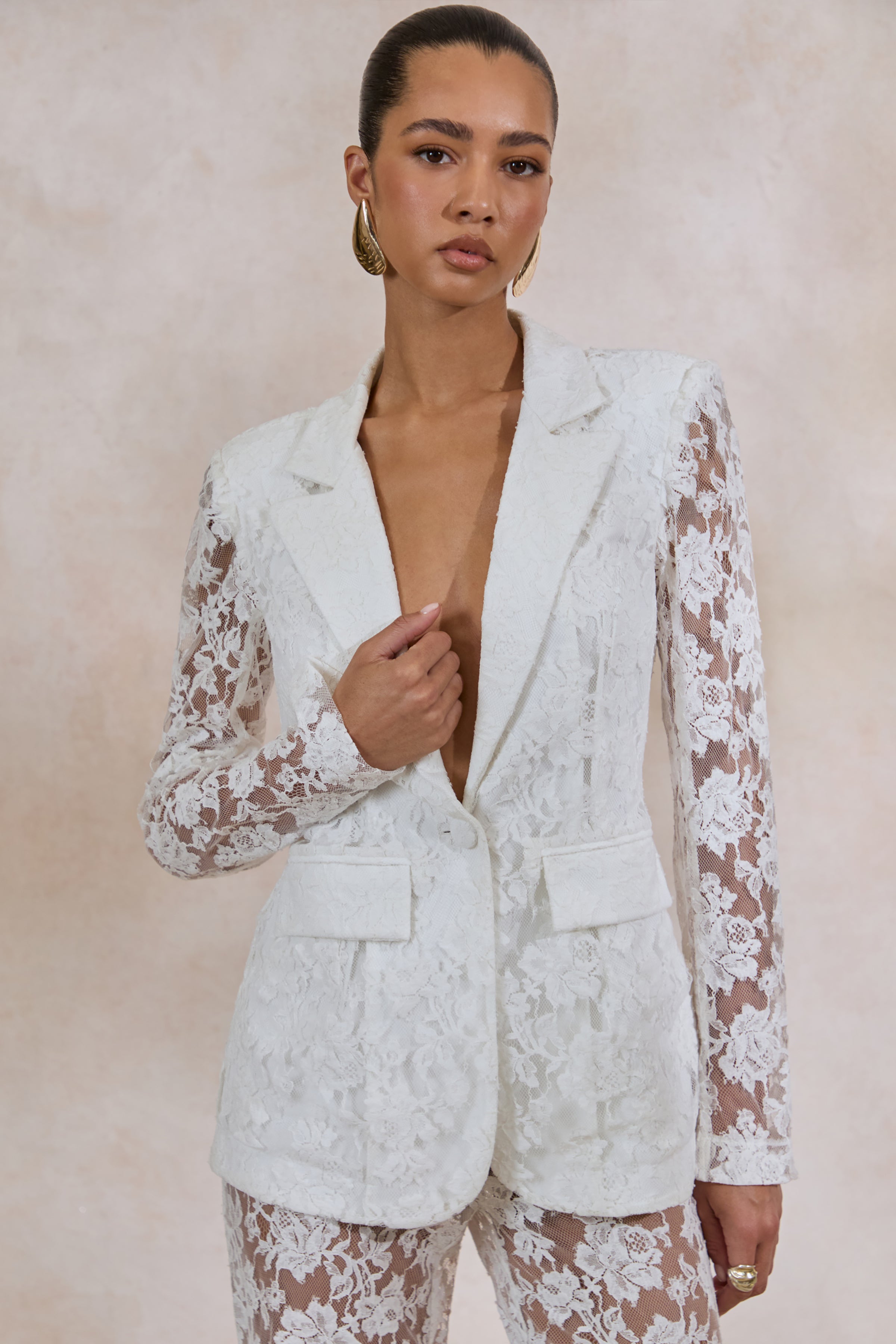 Loovay Seraphine Set, Kanten Blazer en Wide Leg Broek