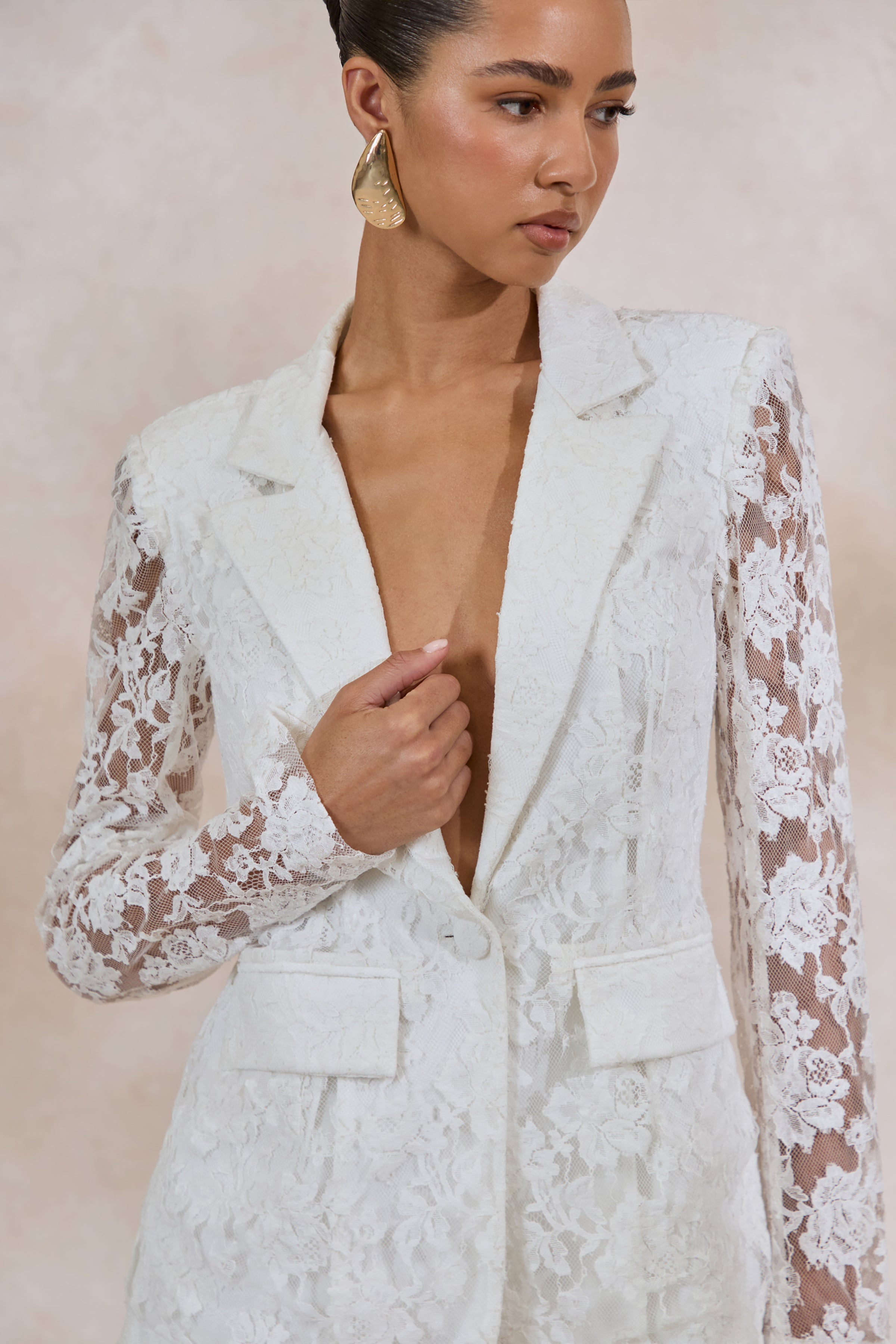 Loovay Seraphine Set, Kanten Blazer en Wide Leg Broek