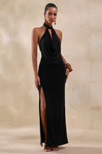 Loovay Noiréva Jurk, Halter Maxi met Watervalhals