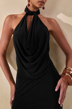 Loovay Noiréva Jurk, Halter Maxi met Watervalhals