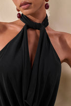 Loovay Noiréva Jurk, Halter Maxi met Watervalhals