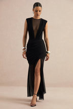 Loovay Selene Set, Mesh Body met Gedrapeerde Maxi Rok