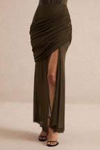 Loovay Selene Set, Mesh Body met Gedrapeerde Maxi Rok