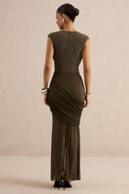 Loovay Selene Set, Mesh Body met Gedrapeerde Maxi Rok