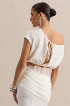 Loovay Solévane Top, Asymmetrische Satijnen Crop Top