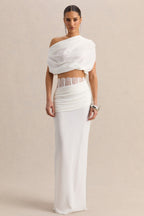Loovay Solévane Top, Asymmetrische Satijnen Crop Top