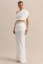 Loovay Silora Set, Satijnen Tweedelige Maxi Set met Kantdetail