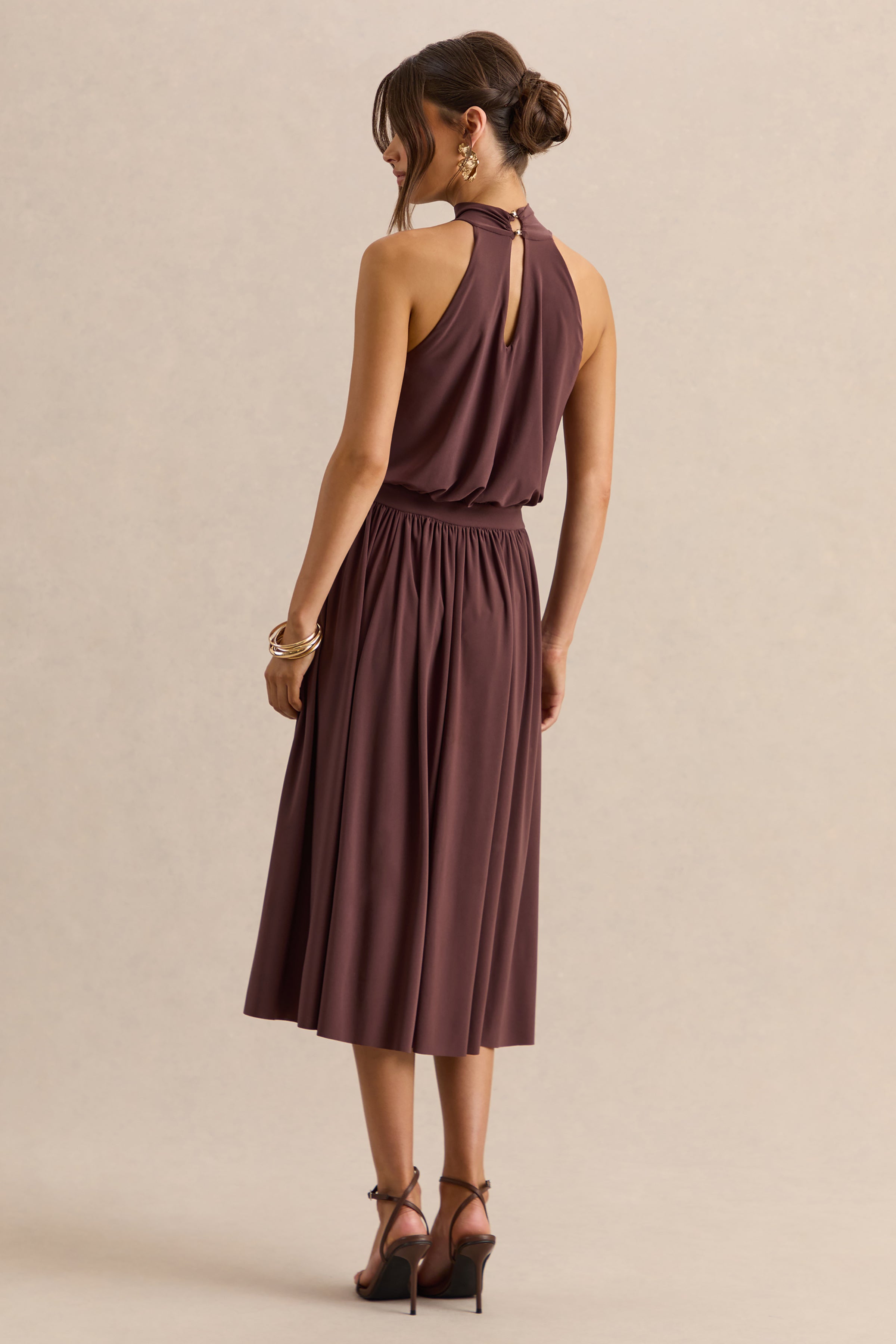 Loovay Soléra Jurk, High Neck Midi Elegantie