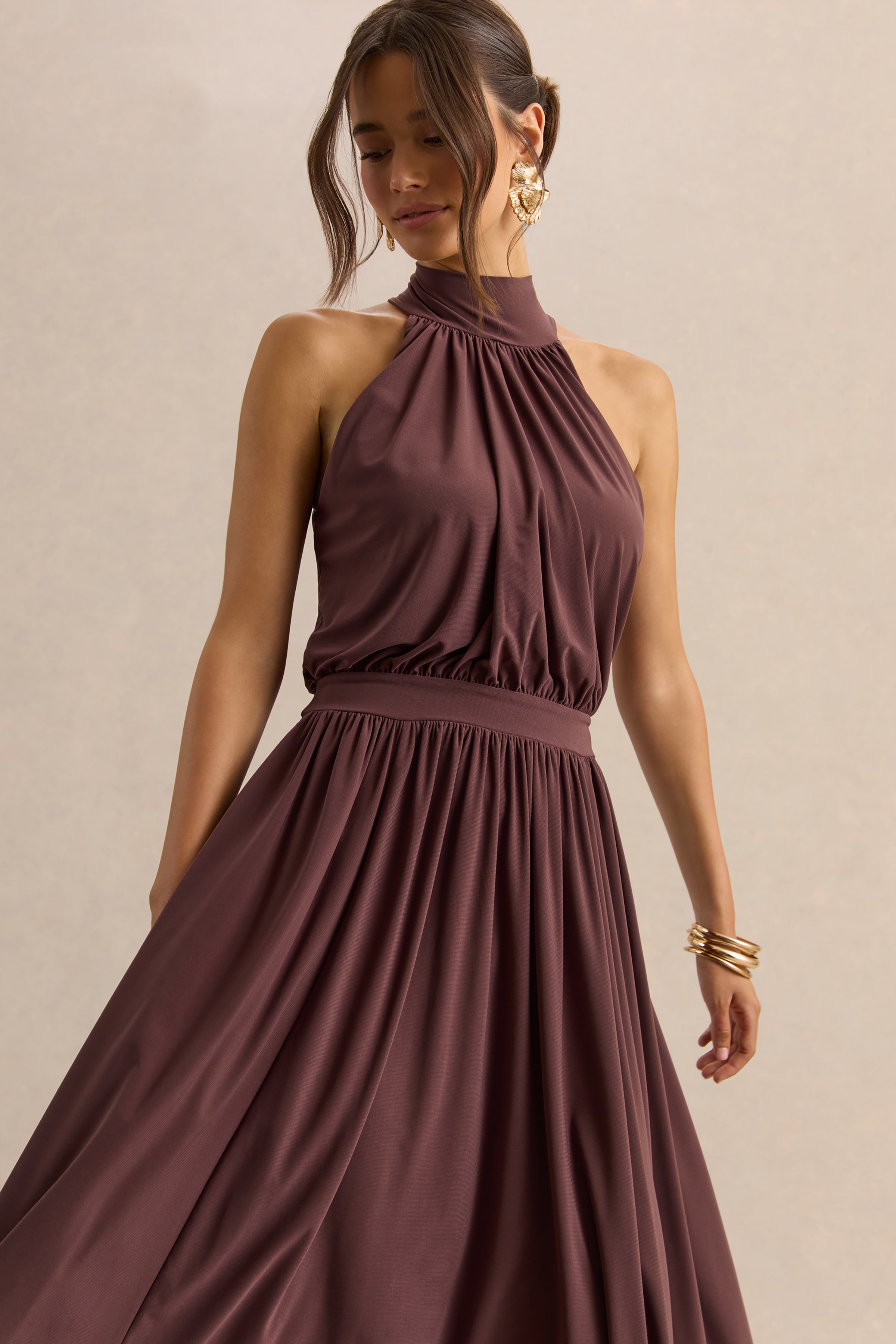 Loovay Soléra Jurk, High Neck Midi Elegantie