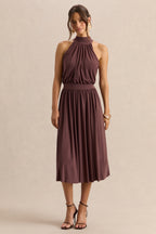Loovay Soléra Jurk, High Neck Midi Elegantie