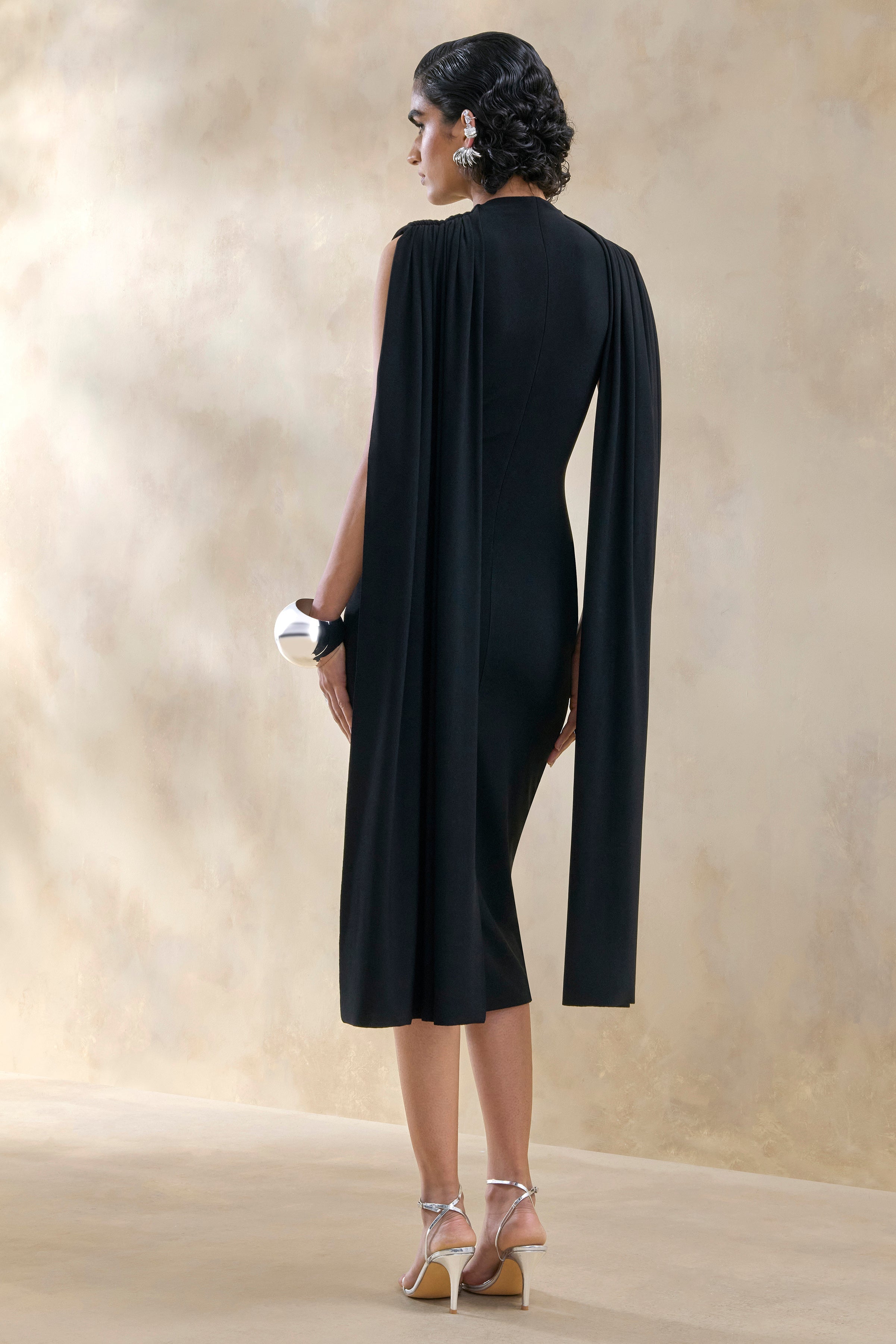 Loovay Celestine Jurk, Midi Jurk met Cape