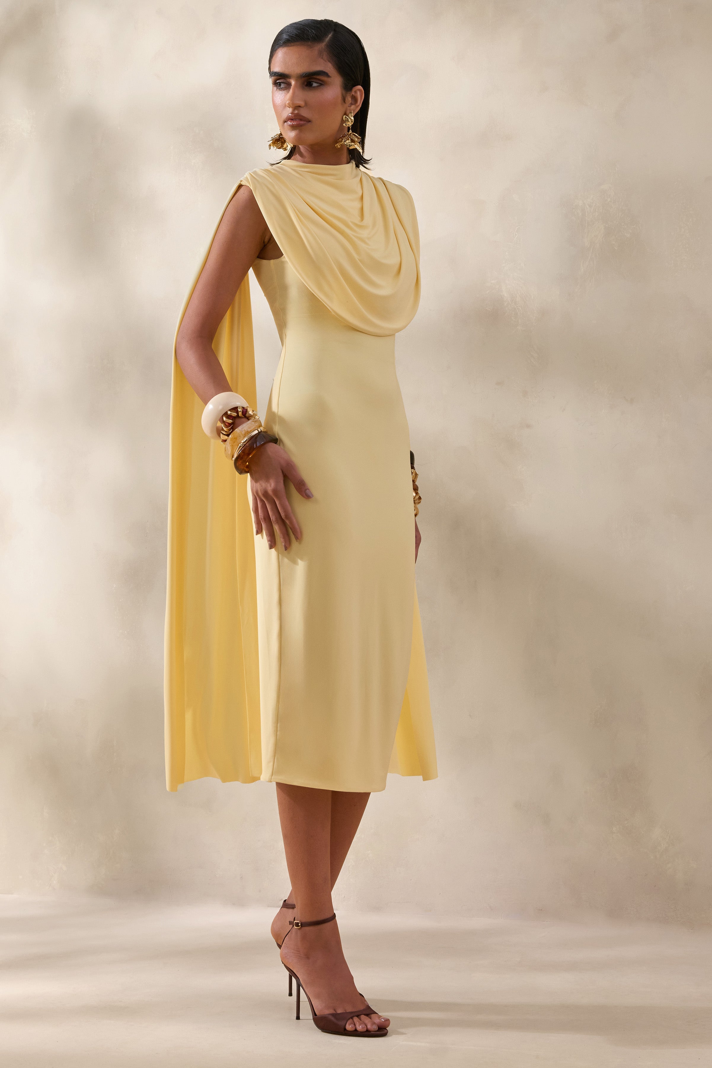 Loovay Celestine Jurk, Midi Jurk met Cape