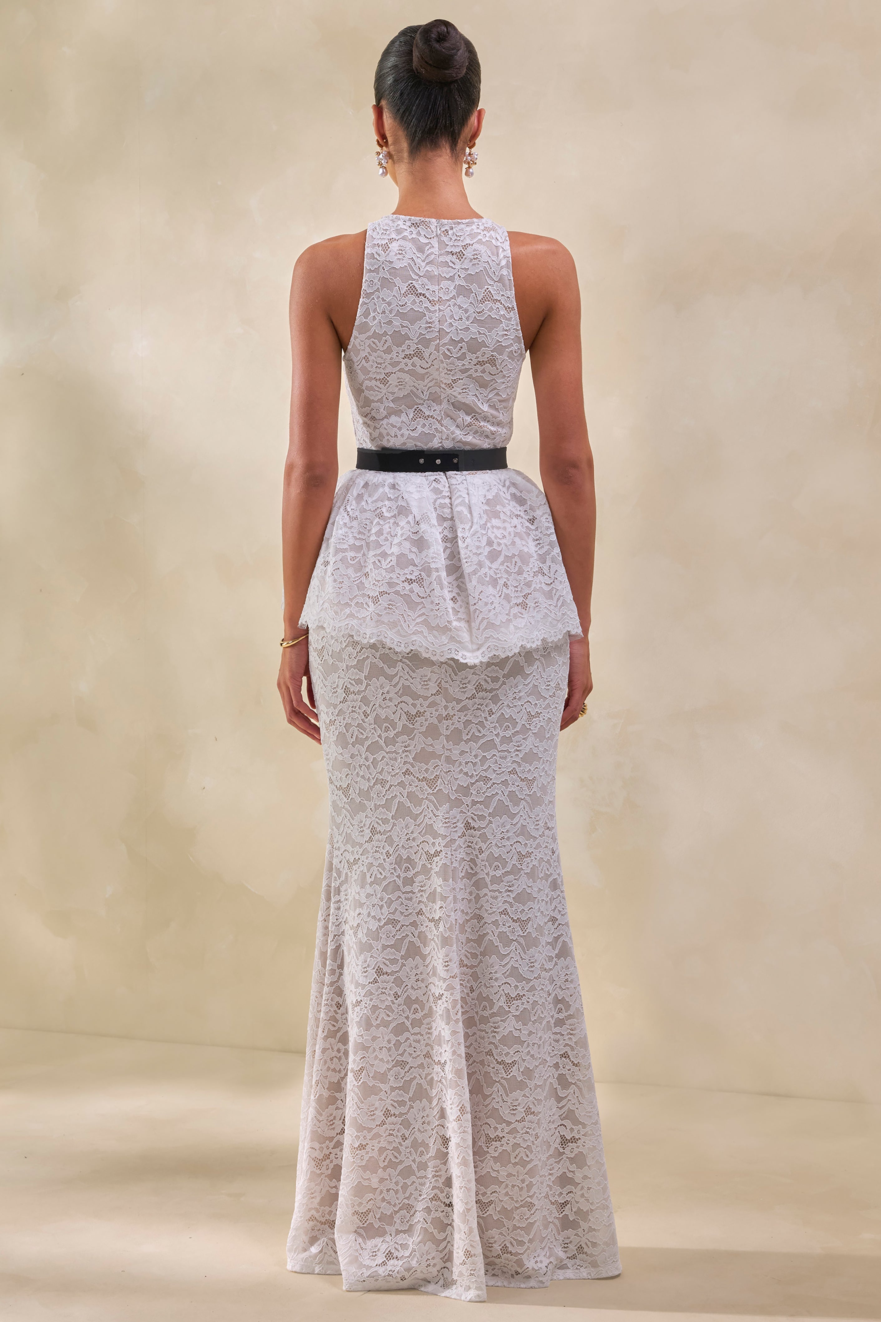 Loovay Bellarive Set, Kanten Maxi Rok met Peplum Top