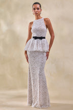 Loovay Bellarive Set, Kanten Maxi Rok met Peplum Top
