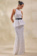 Loovay Bellarive Set, Kanten Maxi Rok met Peplum Top