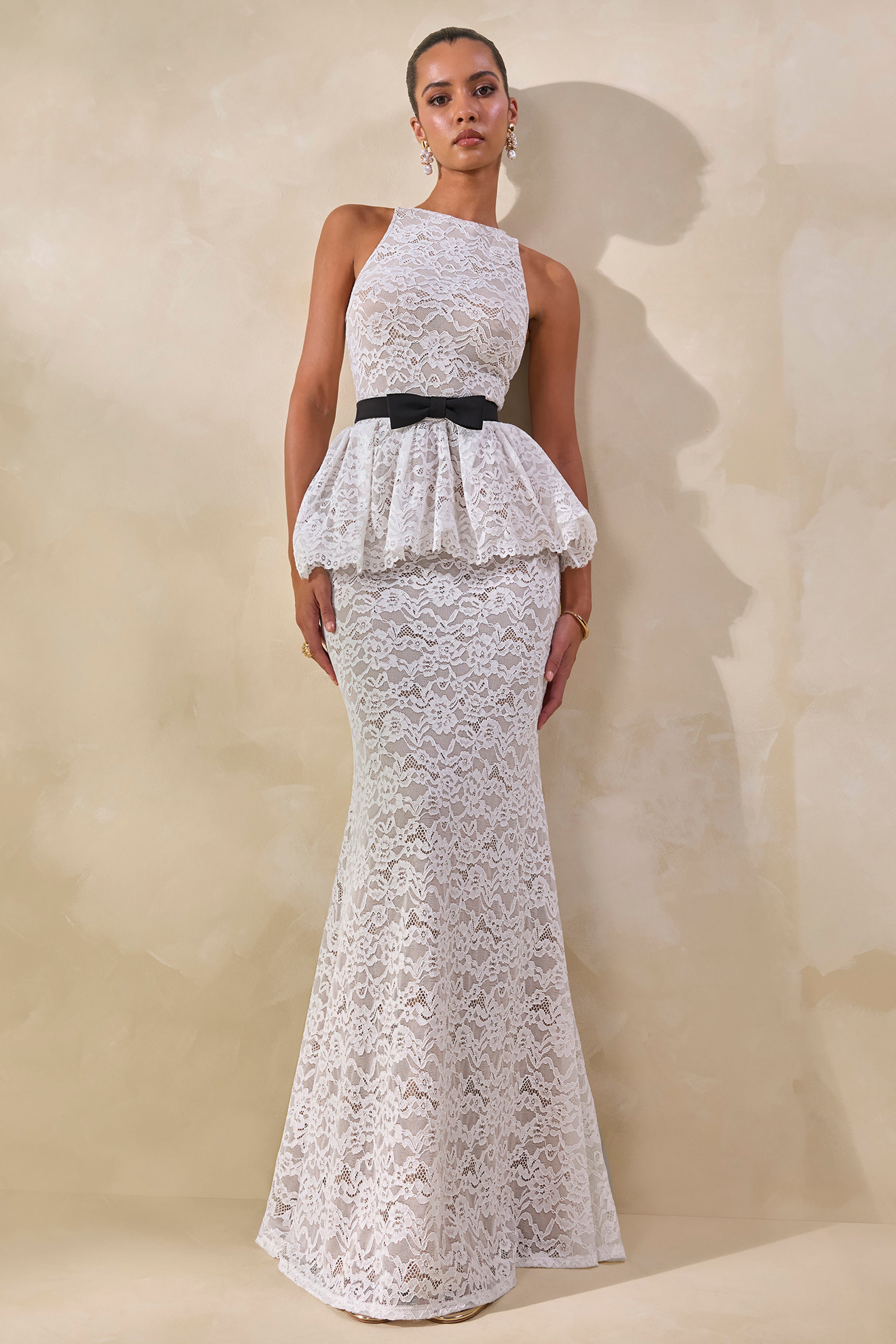 Loovay Bellarive Set, Kanten Maxi Rok met Peplum Top