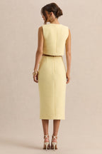 Loovay Citroen Chic Set, Midi Rok en Crop Top Set
