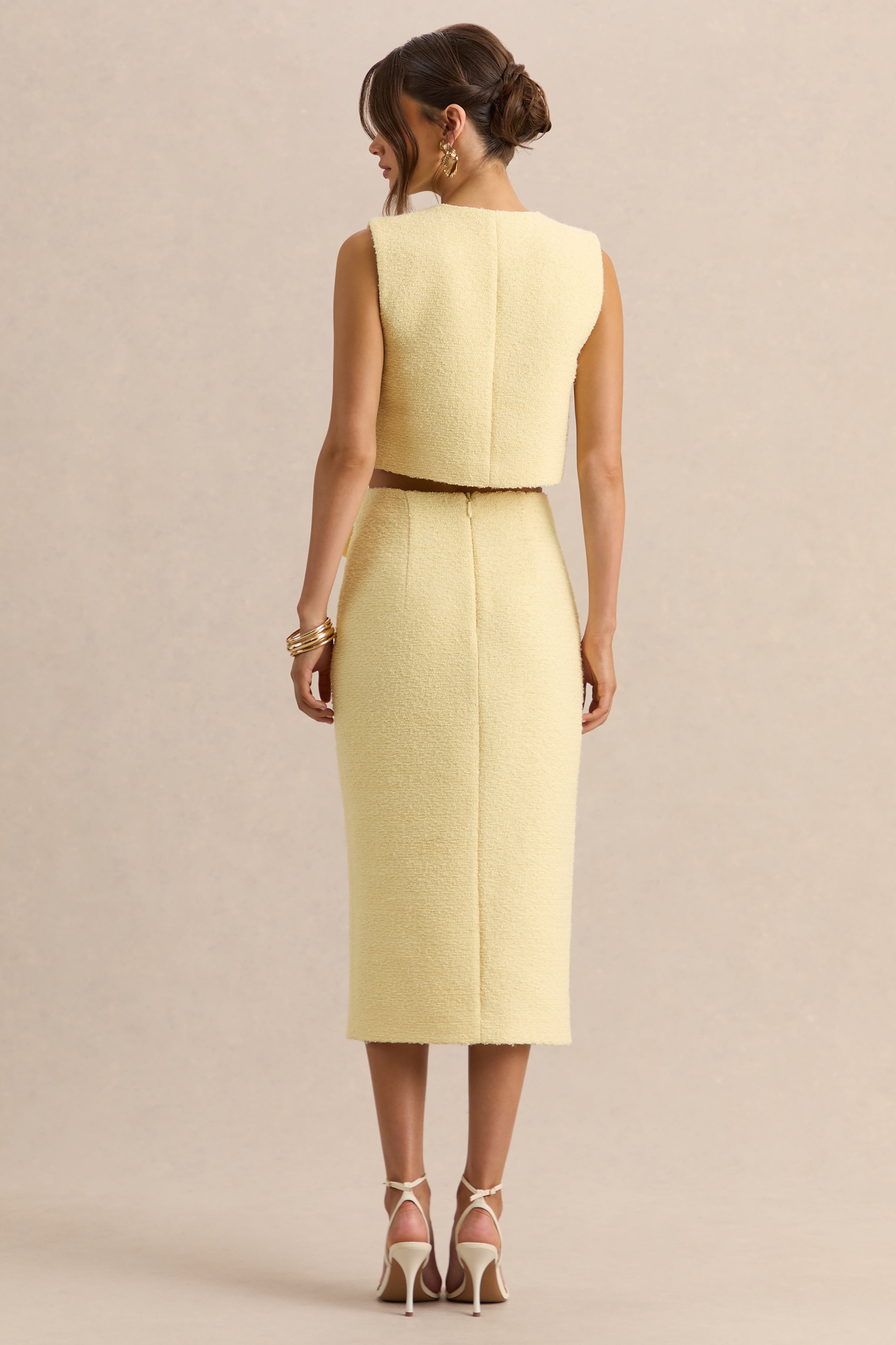 Loovay Citroen Chic Set, Midi Rok en Crop Top Set