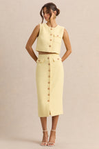Loovay Citroen Chic Set, Midi Rok en Crop Top Set