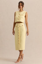 Loovay Citroen Chic Set, Midi Rok en Crop Top Set