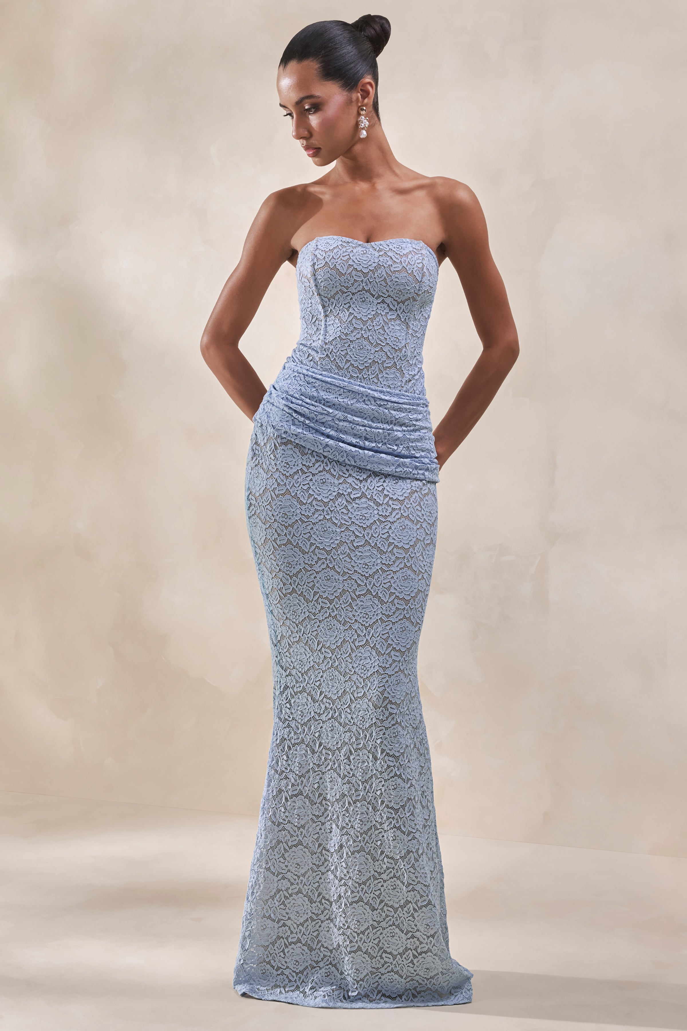 Loovay Celestine Set, Kanten Maxi Rok met Bandeau Top