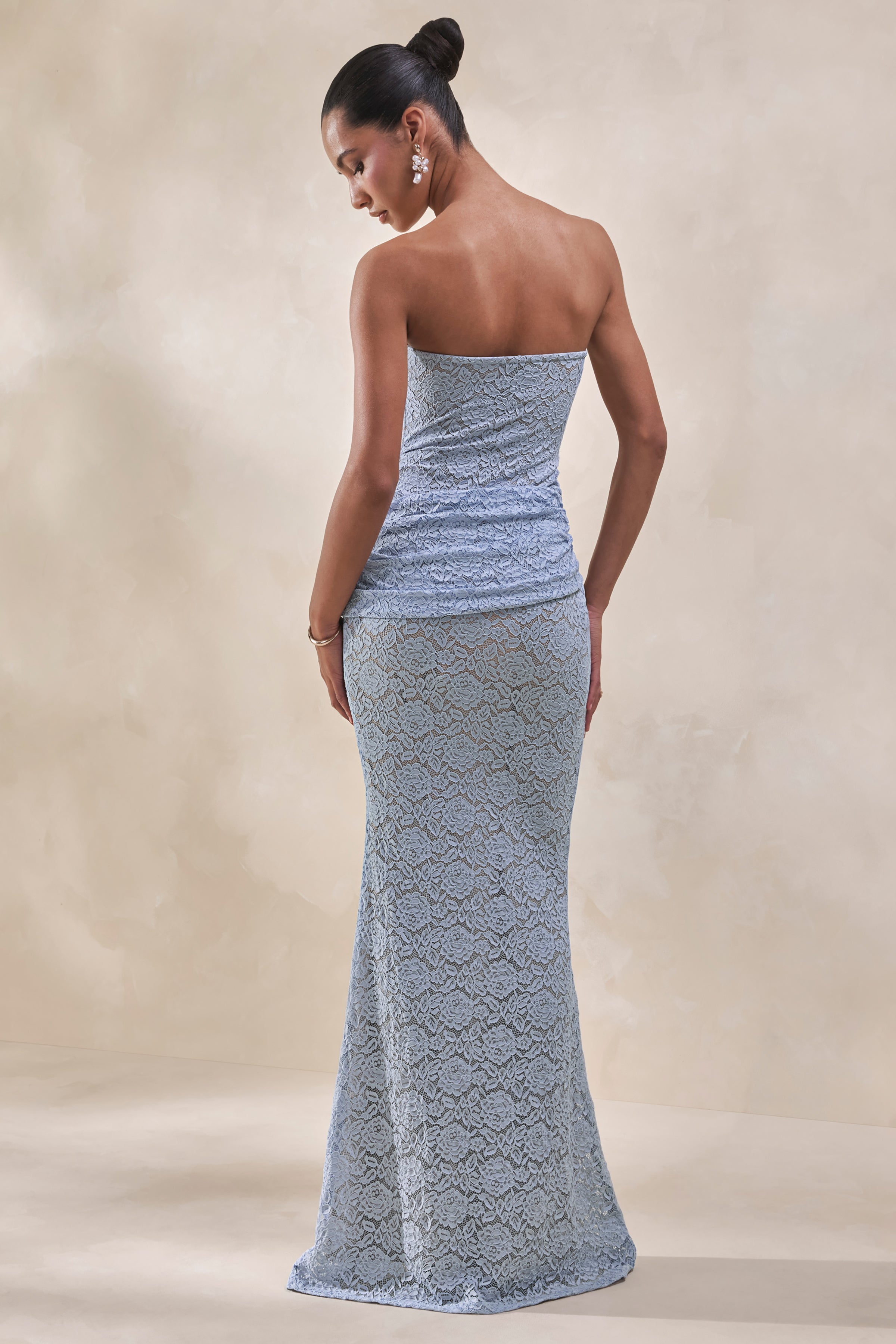 Loovay Celestine Set, Kanten Maxi Rok met Bandeau Top