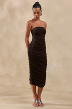 Loovay Élanor Jurk, Midi Jurk met Hoge Hals en Mesh Cape