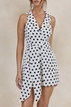 Loovay Bellavé Playsuit, Wit met Zwarte Stippen