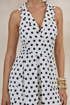 Loovay Bellavé Playsuit, Wit met Zwarte Stippen