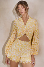 Loovay Zonnestrik Playsuit, Broderie Jumpsuit met Twistdetail
