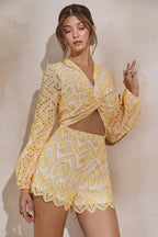 Loovay Zonnestrik Playsuit, Broderie Jumpsuit met Twistdetail