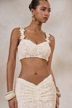 Loovay Élavienne Set, Kanten Maxi Rok met Crop Top