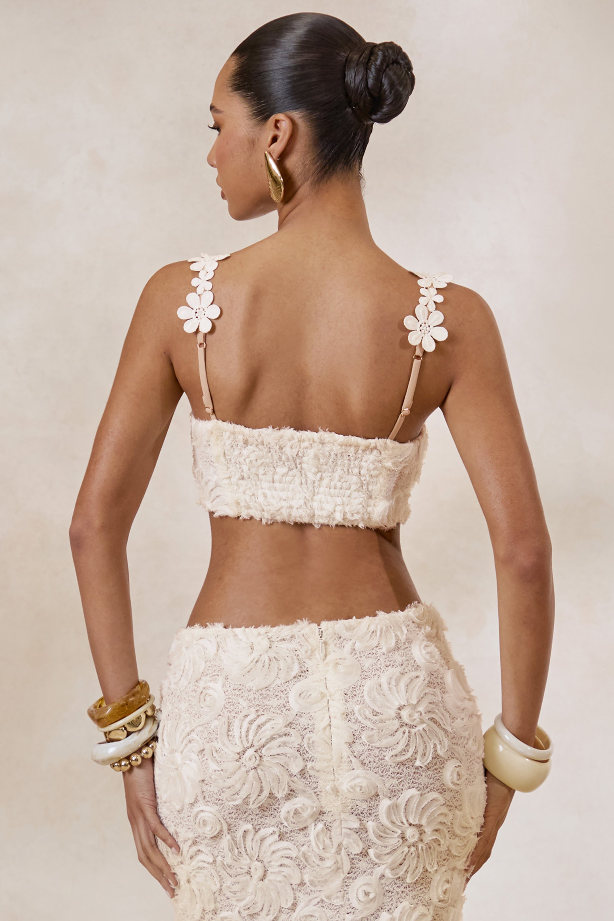 Loovay Élavienne Set, Kanten Maxi Rok met Crop Top