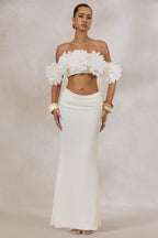 Loovay Fiorélle Set, Bloemen Crop Top met Gedrapeerde Maxi Rok