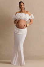 Loovay Fiorélle Set, Bloemen Crop Top met Gedrapeerde Maxi Rok