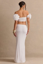 Loovay Fiorélle Set, Bloemen Crop Top met Gedrapeerde Maxi Rok
