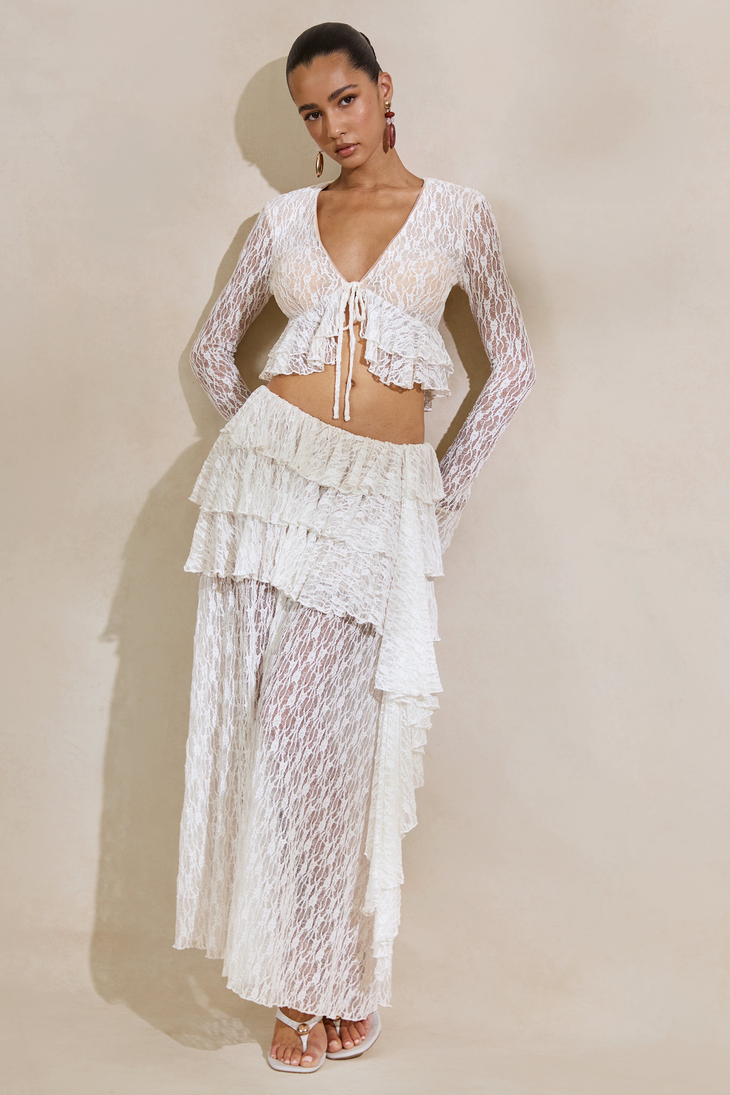 Loovay Astellé Set, Kanten Top en Maxi Rok