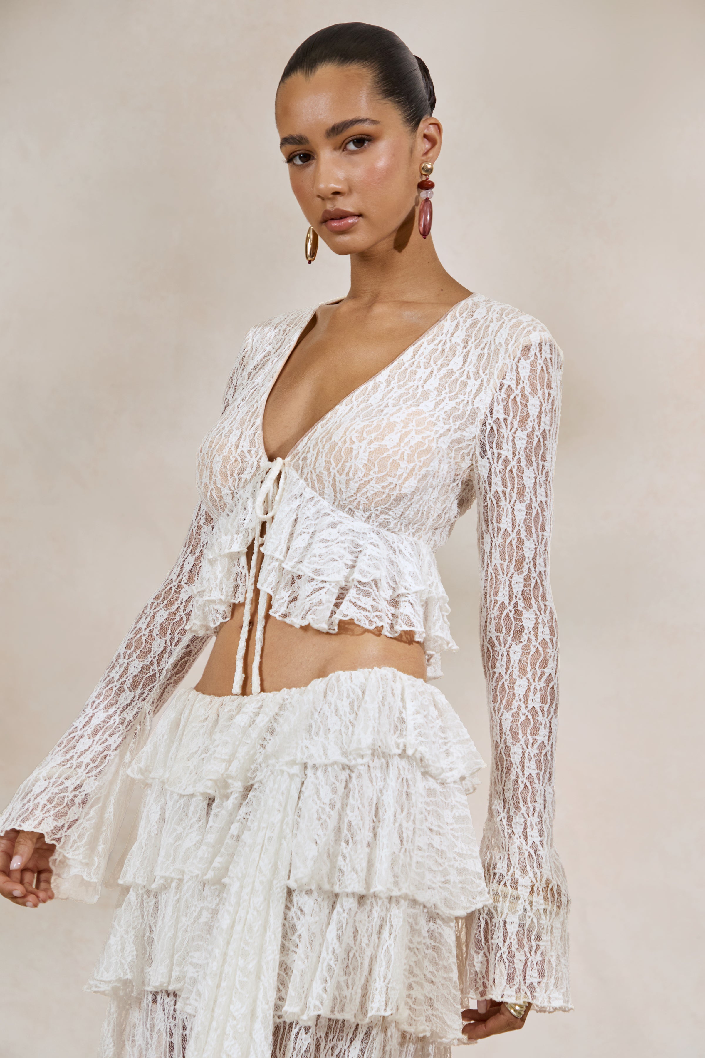 Loovay Astellé Set, Kanten Top en Maxi Rok