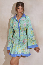 Loovay Fleuraine Jurk, Mini Blousejurk met Bloemenprint