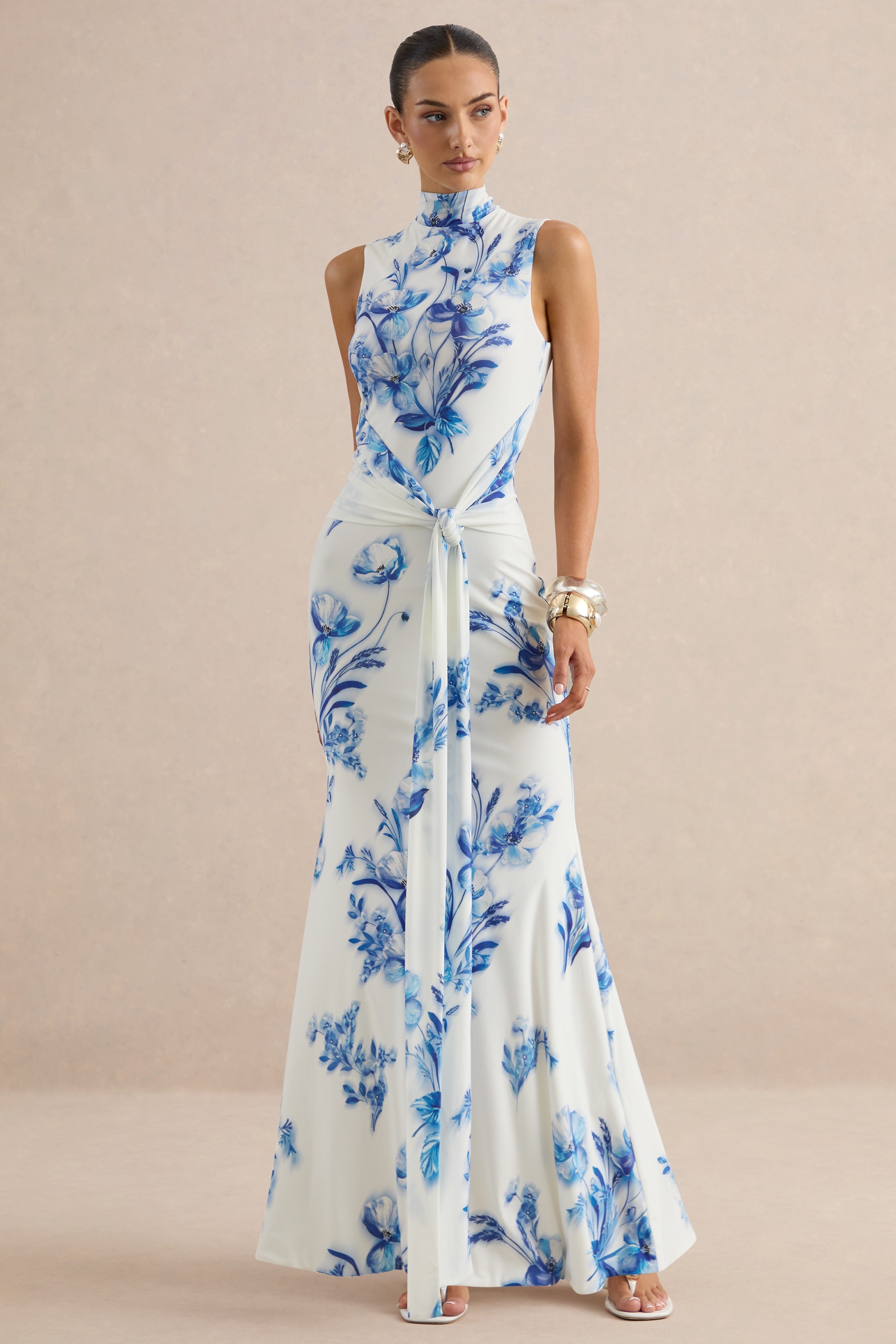Loovay Azura Jurk, Maxi Jurk met Hoge Hals