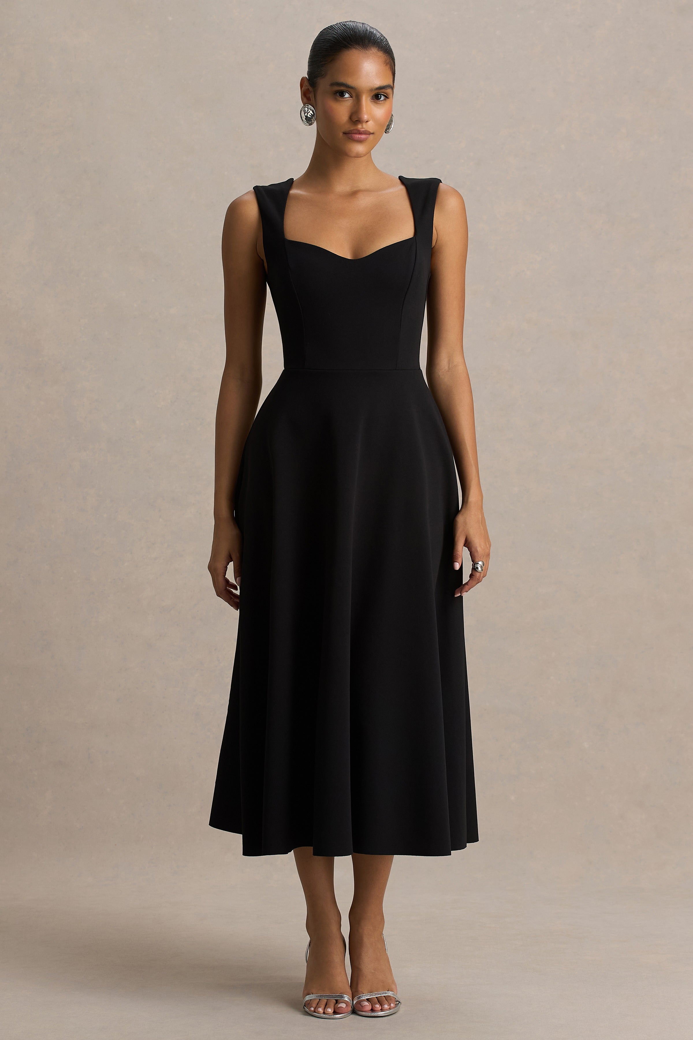 Loovay Avenza Jurk, Midi met Sweetheart Halslijn