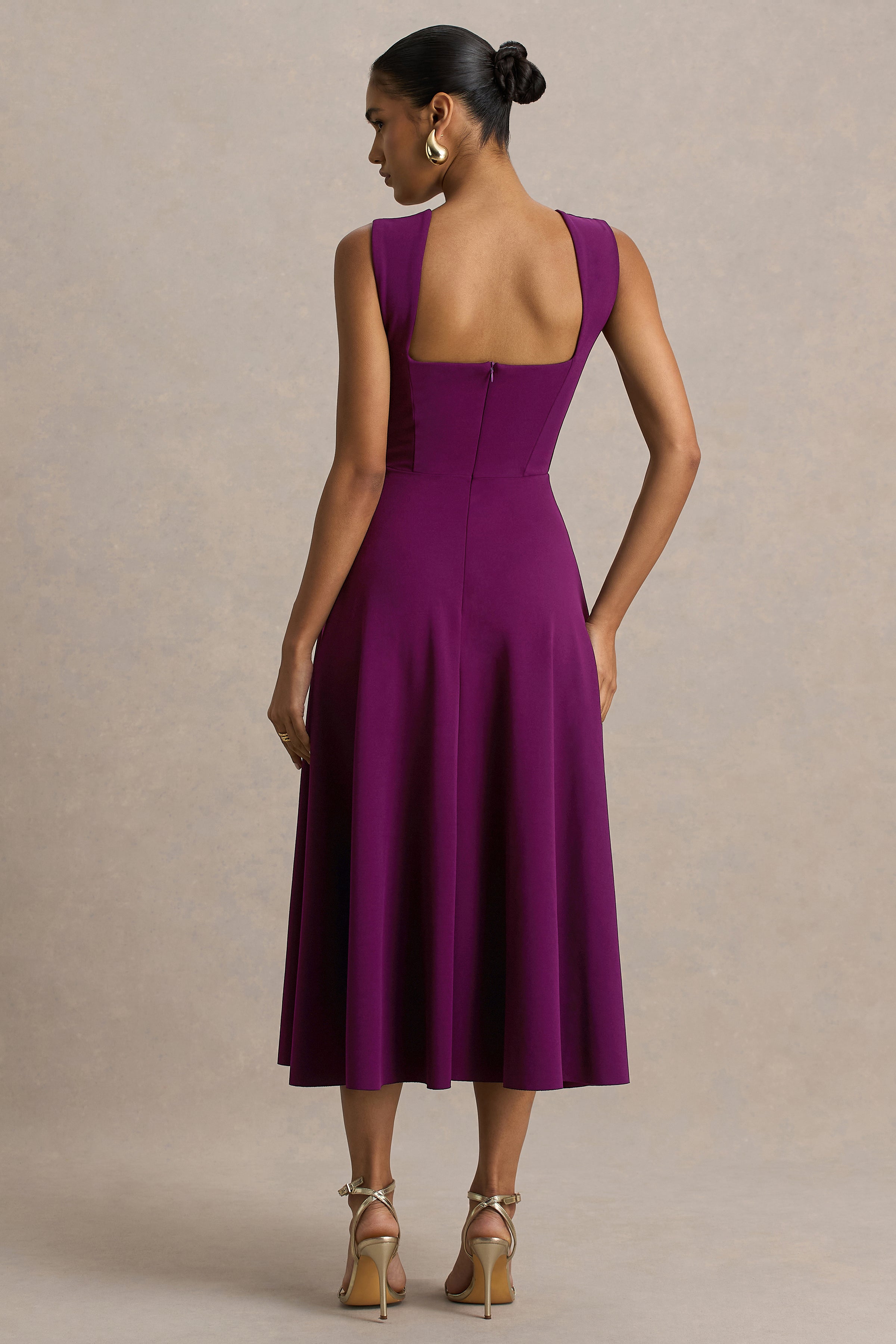 Loovay Avenza Jurk, Midi met Sweetheart Halslijn